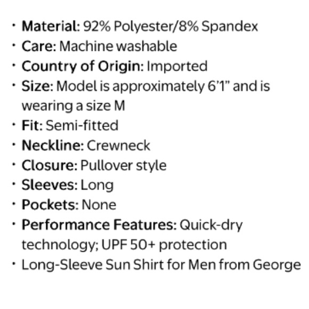 George Men’s 3XL Black Stretch Quick Dry Long Sleeve Sun Shirt with UPF 50+ - Picture 5 of 5